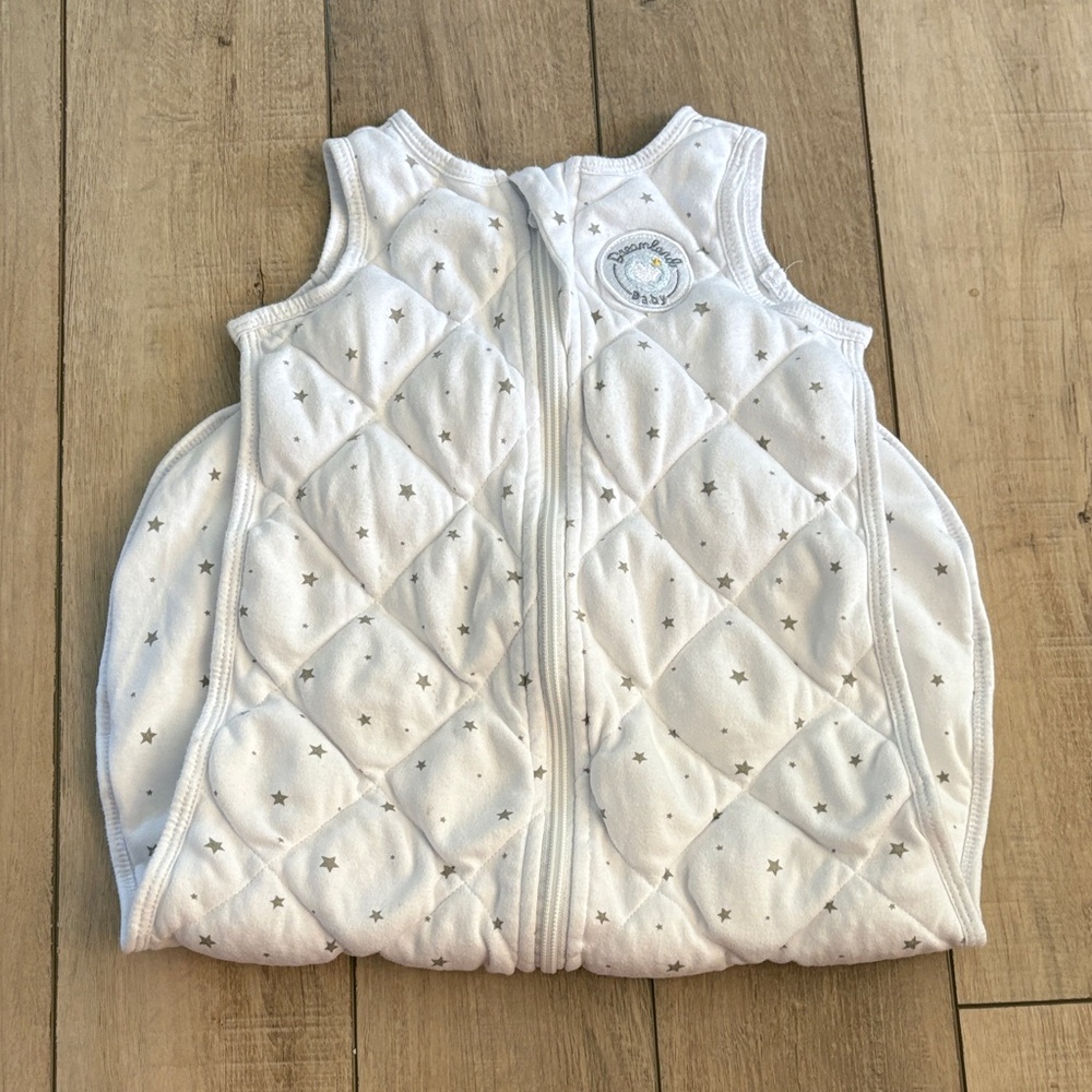 Quilted White Star Weighted Baby Sleep Sack - Cozy Sleeveless Sleep Bag